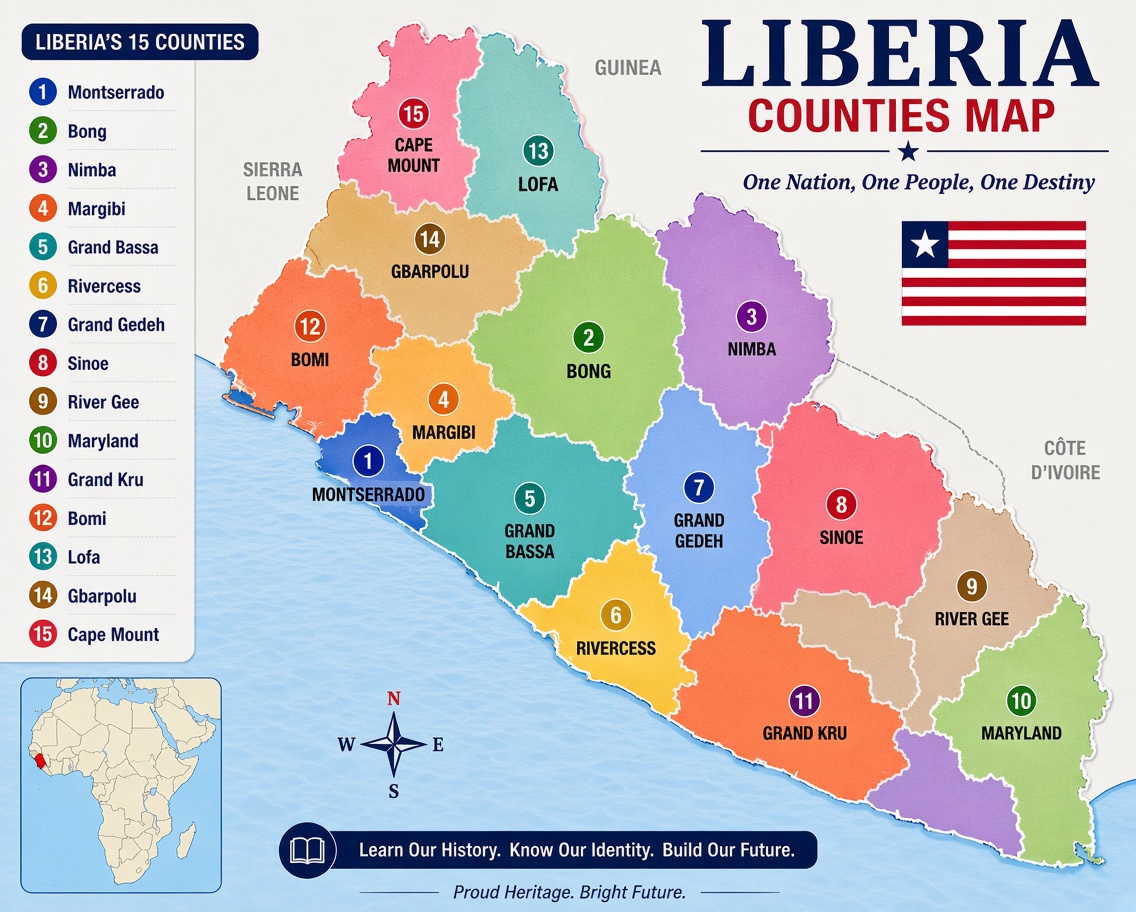 Liberia Counties Map